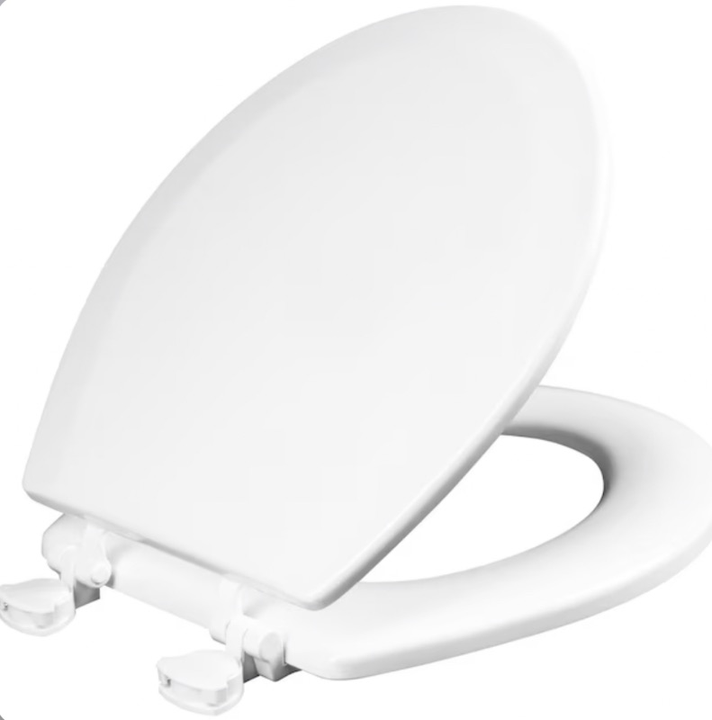 Photo 1 of Mansfield Wood White Round Toilet Seat