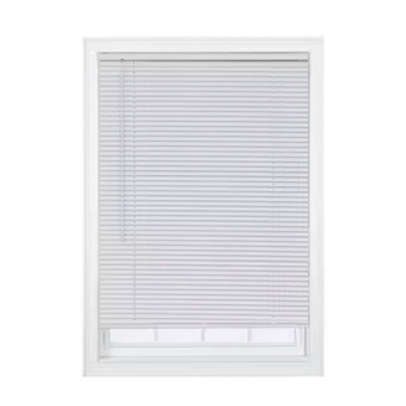 Photo 1 of Project Source Light Filtering 1-in Slat Width 58-in x 64-in Cordless White Vinyl Light Filtering Mini-blinds