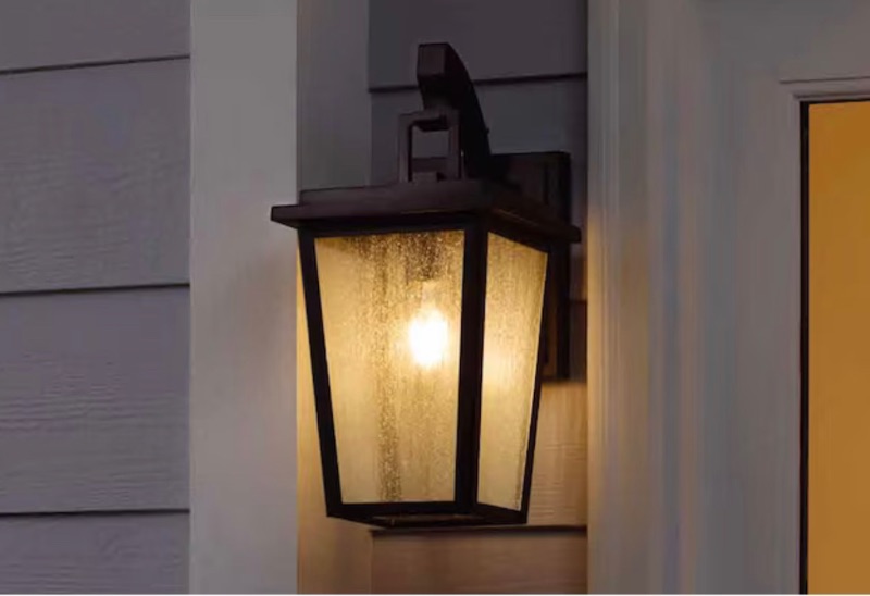 Photo 1 of allen + roth Mt Airy 1-Light 14-in Matte Black Outdoor Wall Light