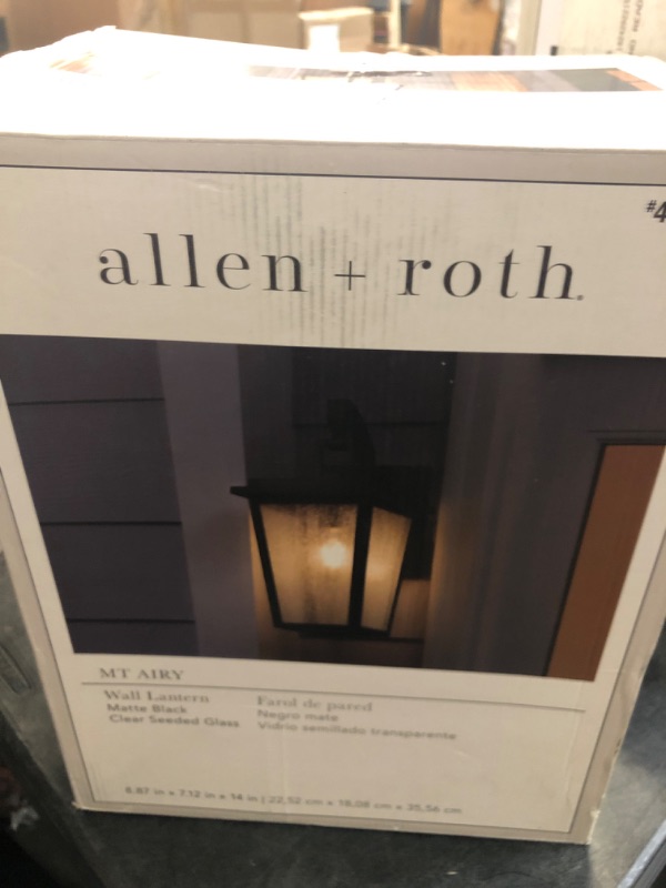 Photo 3 of allen + roth Mt Airy 1-Light 14-in Matte Black Outdoor Wall Light