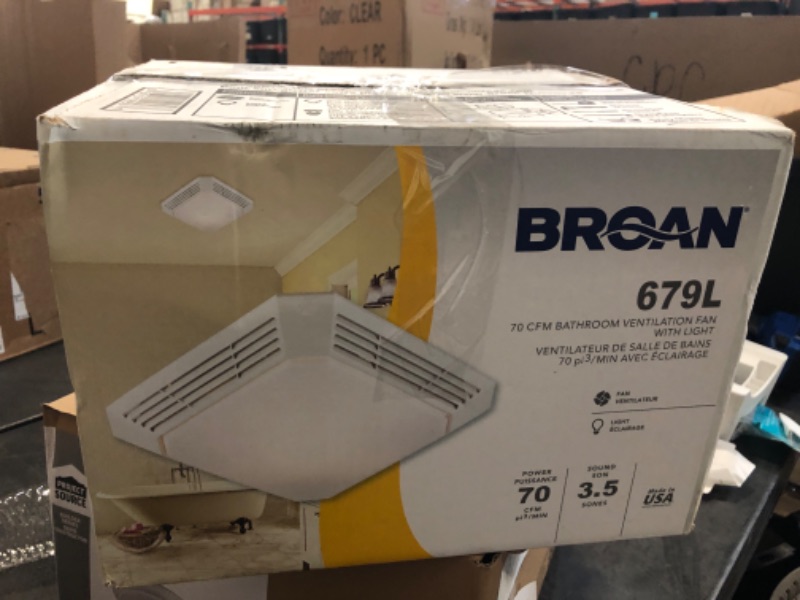 Photo 3 of Broan 3.5-Sone 70-CFM White Lighted Bathroom Fan