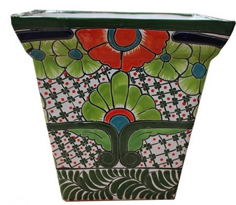 Photo 1 of B ARTE BICENTENARIO 12.4-in W x 11.61-in H Sevilla Verde Ceramic Indoor/Outdoor Planter
