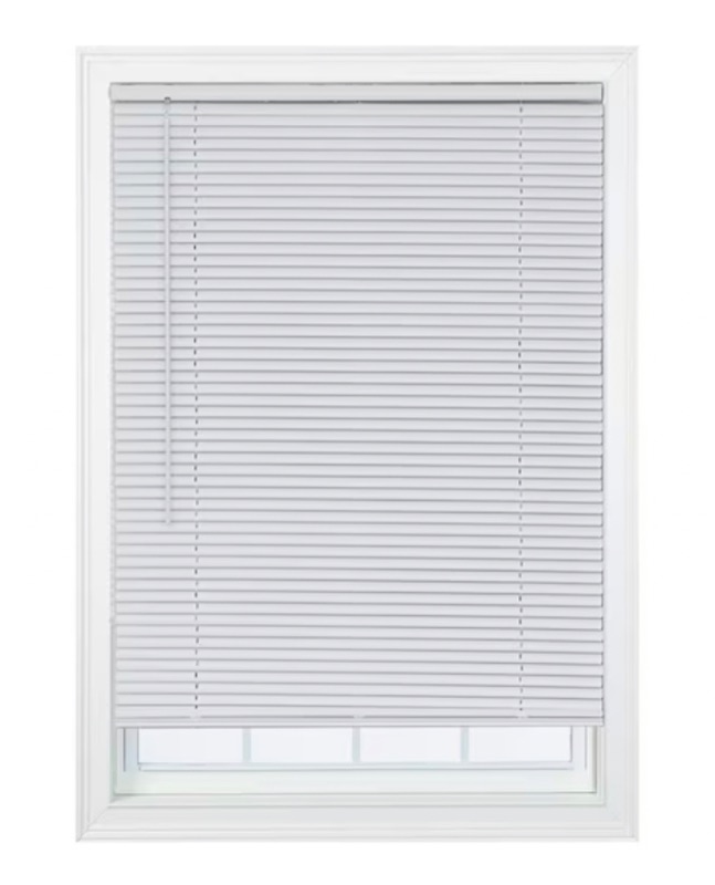 Photo 1 of Project Source Room Darkening 1-in Slat Width 45-in x 64-in Cordless White Vinyl Room Darkening Mini-blinds