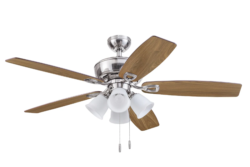 Photo 1 of Harbor Breeze Notus 52-in Brushed Nickel LED Indoor Residential Ceiling Fan with Light Kit Included (5-Blade)
