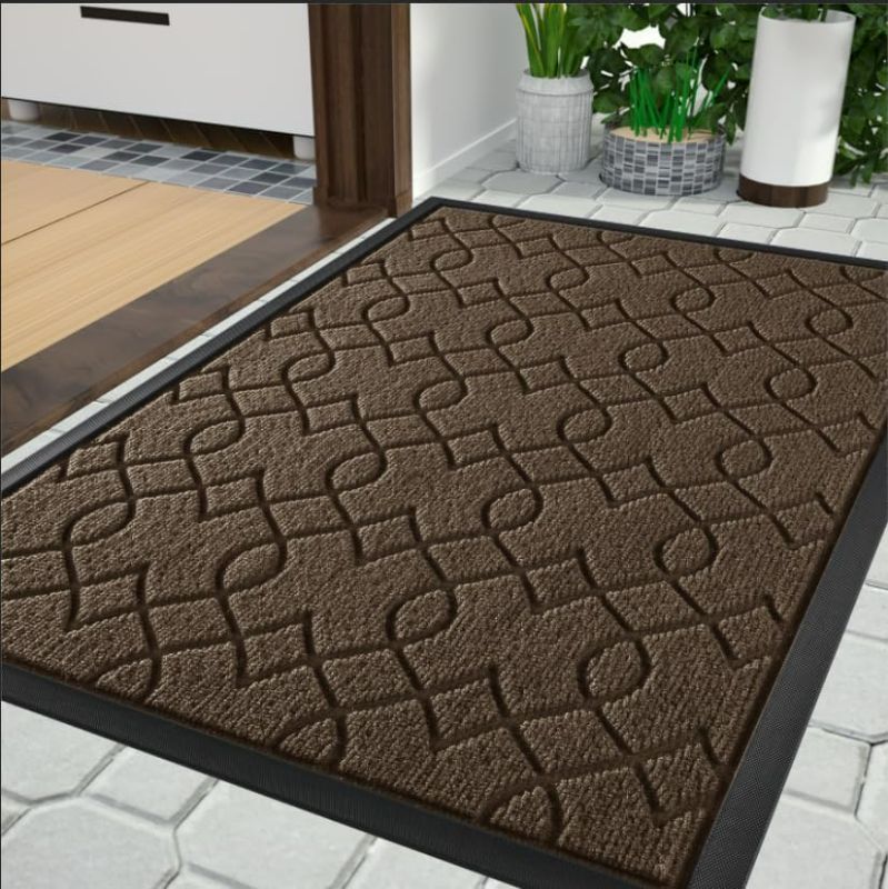 Photo 1 of Durable Front Door Mats, Heavy Duty Water Absorbent Mud Resistant Easy Clean Entry Outdoor Indoor Rugs,Non Slip Backing, Exterior Mats for Outside Patio Porch Farmhouse,36 x 24, Brown