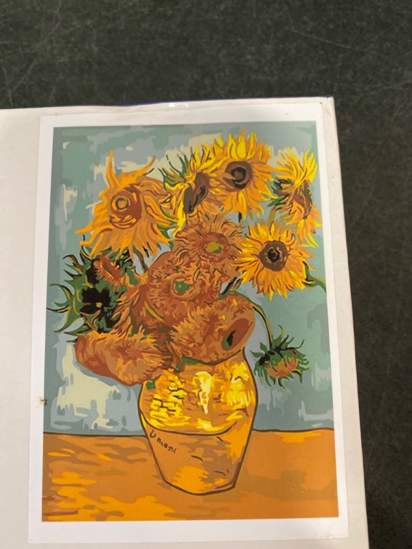 Photo 1 of Oil Paint by Numbers for Adults Beginners Include Framed Canvas and Wooden Easel with Brushes and Acrylic Pigment (Sunflower)