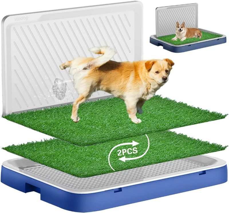 Photo 1 of  Grass Pad for Dogs with Tray&Pee Baffle, with Artificial Grass for Indoor Small Medium Dogs/Puppy Up to 70lbs Potty Training,Reusable Fake Turf for Dog Pee On