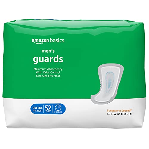 Photo 1 of Amazon Basics Incontinence Guards for Men, Maximum Absorbency, 52 Count, White (Previously Solimo)
