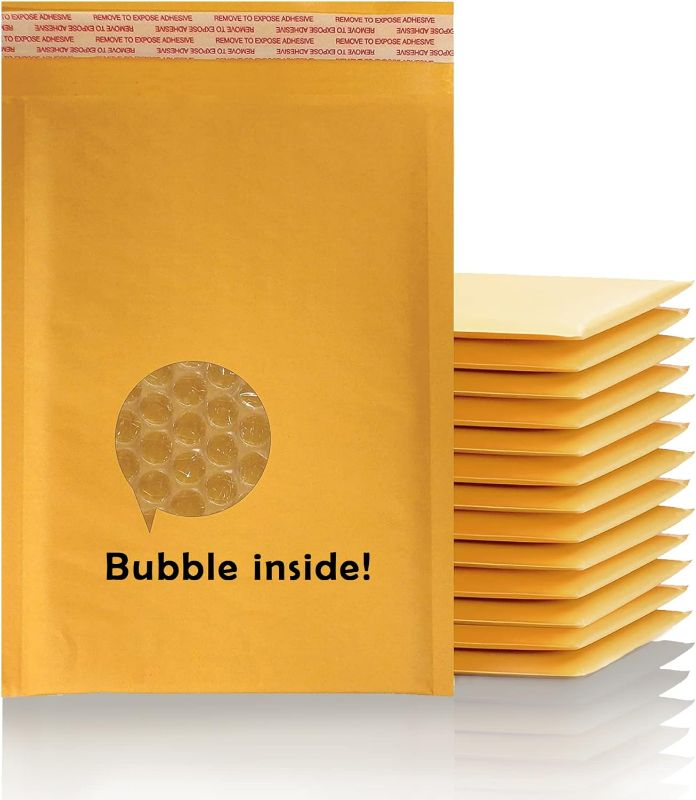 Photo 1 of Yens Kraft Bubble Mailers 9.5x11.5 100 Pack Self Seal Adhesive Shipping Bags, Cushioning Padded Envelopes for Shipping, Mailing, Packaging Useable 100 pcs
