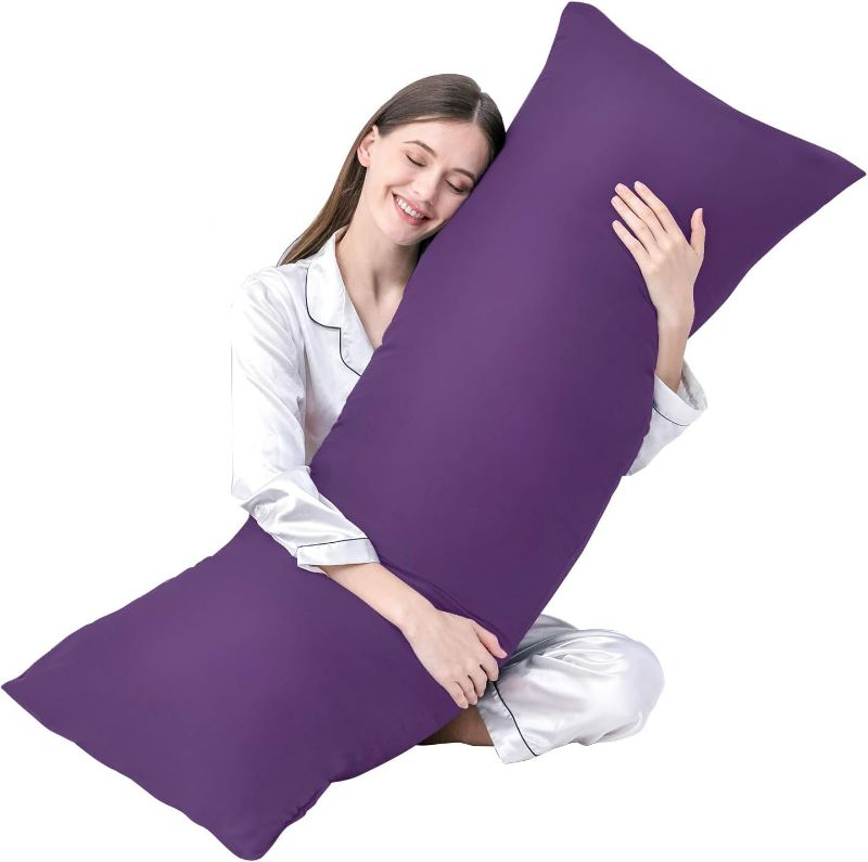 Photo 1 of DOWNCOOL Large Body Pillow Insert- Breathable Full Body Pillow for Side Sleeper - Soft Long Bed Pillow for Adults - 20 x 54 inch (Purple)
