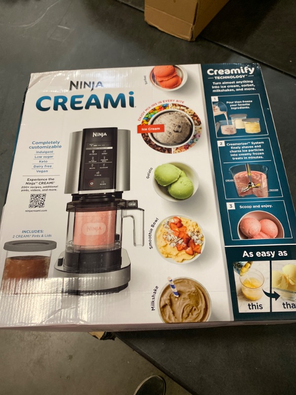 Photo 3 of Ninja NC301 CREAMi Ice Cream Maker, for Gelato, Mix-ins, Milkshakes, Sorbet, Smoothie Bowls & More, 7 One-Touch Programs, with (2) Pint Containers & Lids, Compact Size, Perfect for Kids, Silver Silver 7 Functions + (2) 16 oz. Pints