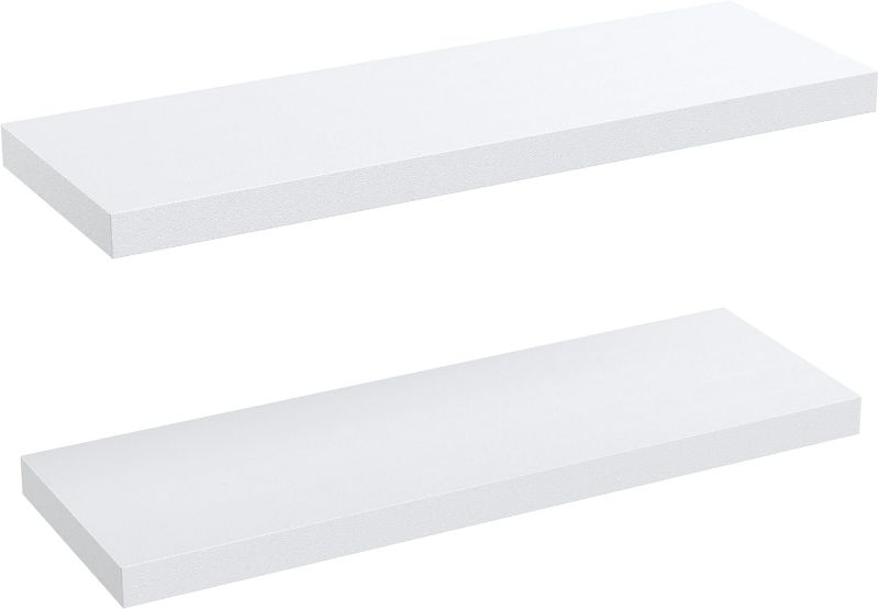 Photo 1 of AMADA HOMEFURNISHING Floating Shelves, Wall Mounted Shelves with Invisible Brackets Set of 2, 23.6 in W x 9.3 in D x 1.5 in H, White - AMFS05V