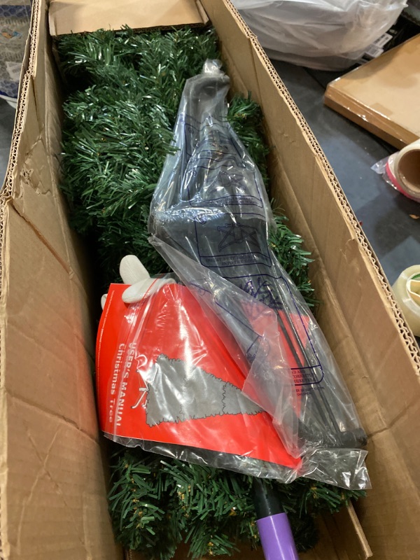 Photo 2 of Qukadark 6.5 ft Spruce Artificial Fake Christmas Tree with Premium Metal Hinges