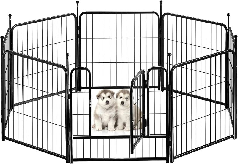Photo 1 of GDKASRNY Dog Playpen Portable Exercise Fence Heavy Duty Metal Pet Playpen Indoor Outdoor Pet Playpen for Small Medium Large Dogs - RV Camping Pen?Jet Black? (4 Panels, 24 inch)
