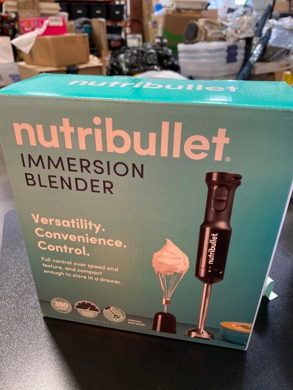 Photo 2 of nutribullet NBI50100 Immersion Blender Arm & Whisk Attachment, For Smoothies, Soups & Dips, 350 Watt, Charcoal Black,2" L X 2" W X 16" H 2" L X 2" W X 16" H Charcoal Black Arm&Whisk Attachment
