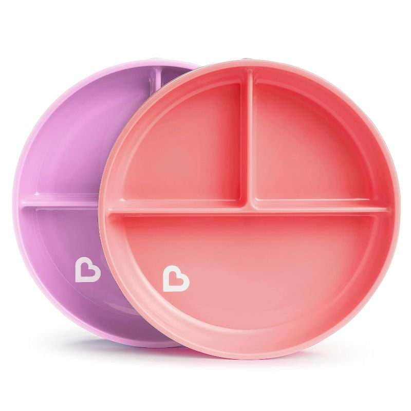 Photo 1 of Munchkin® Stay Put™ Divided Suction Toddler Plates, Pink/Purple
