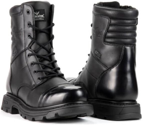 Photo 1 of Thorogood GEN-Flex2 8” Side-Zip Black Tactical Boots for Men and Women - High-Shine Leather Heel & Toe with Goodyear Storm Welt and Slip-Resistant Outsole (10.5)
 