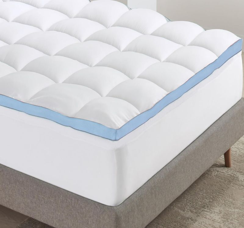 Photo 1 of California Design Den Mattress Topper Queen Size, Cooling Plush Pillow-Top Queen Mattress Topper for Bed, Thick Mattress Pad Cover
