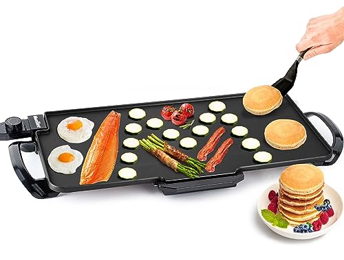 Photo 1 of Mueller XL 24" X 12" Family-Sized Pancake Griddle, Healthy Eco Non-Stick Electric Griddle, 18 Eggs at Once, with Cool-Touch Removable Handles & Temp C
