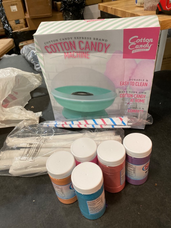 Photo 2 of Cotton Candy Express BB1000-S Cotton Candy Machine, with 5-11oz. Jars of Cherry, Grape, Blue Raspberry, Orange, Pink Vanilla Floss Sugar & 50 Paper Cones Easy to Use and Clean
