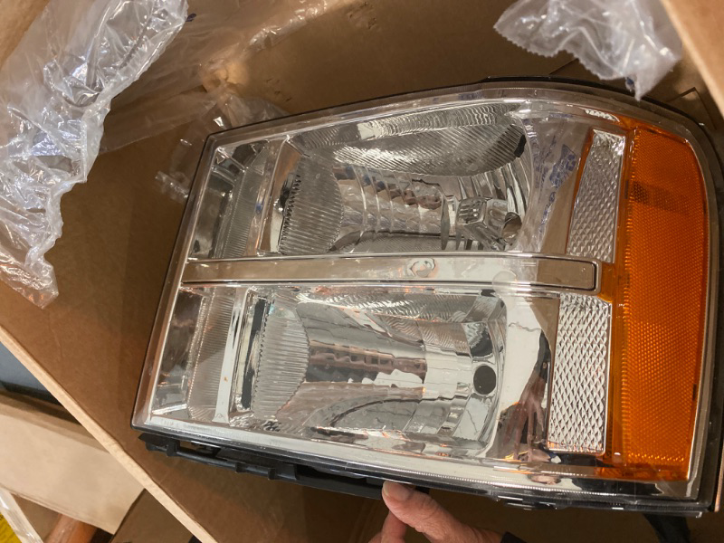 Photo 2 of Headlights Assembly Kit Compatible with 2007-2013 GMC Sierra 1500/2007-2014 GMC Sierra 2500HD 3500HD Passenger and Driver Side Chrome Housing Amber Reflector Clear Lens
