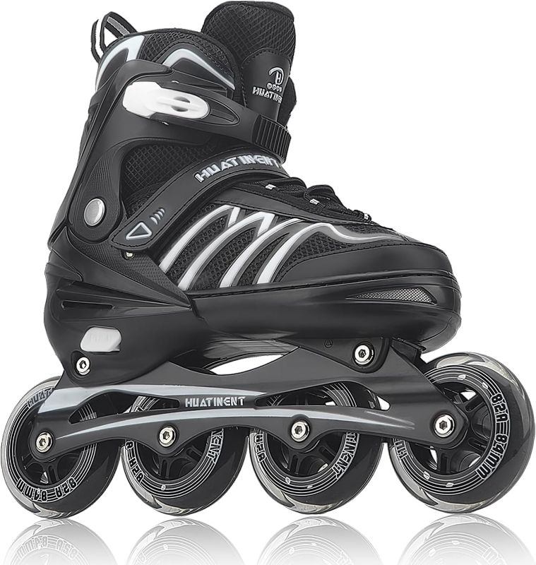 Photo 1 of Huatinent Adjustable Inline Skates for Women and Men, Men Roller Skates for Adult Female Male with Big Wheels, Patines para Mujer for Youth Teens Boys and Girls