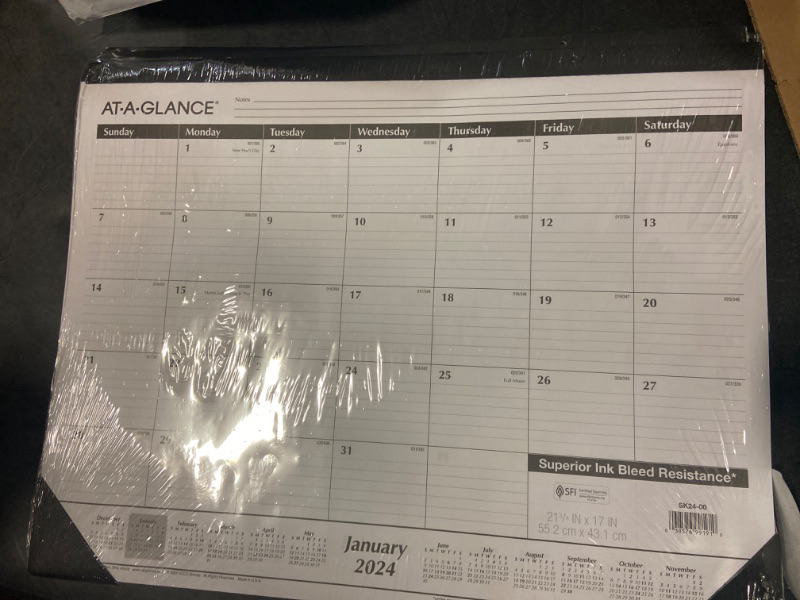 Photo 2 of AT-A-GLANCE 2024 Desk Calendar, Desk Pad, 21-3/4" x 17", Large, Ruled Blocks, Monthly (SK240024) 1 Count 2024 New Edition