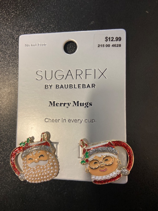 Photo 2 of Sugarfix Baublebar Merry Mugs Earrings Santa Mrs Claus Hot Chocolate Christmas