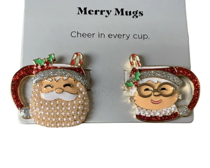 Photo 1 of Sugarfix Baublebar Merry Mugs Earrings Santa Mrs Claus Hot Chocolate Christmas