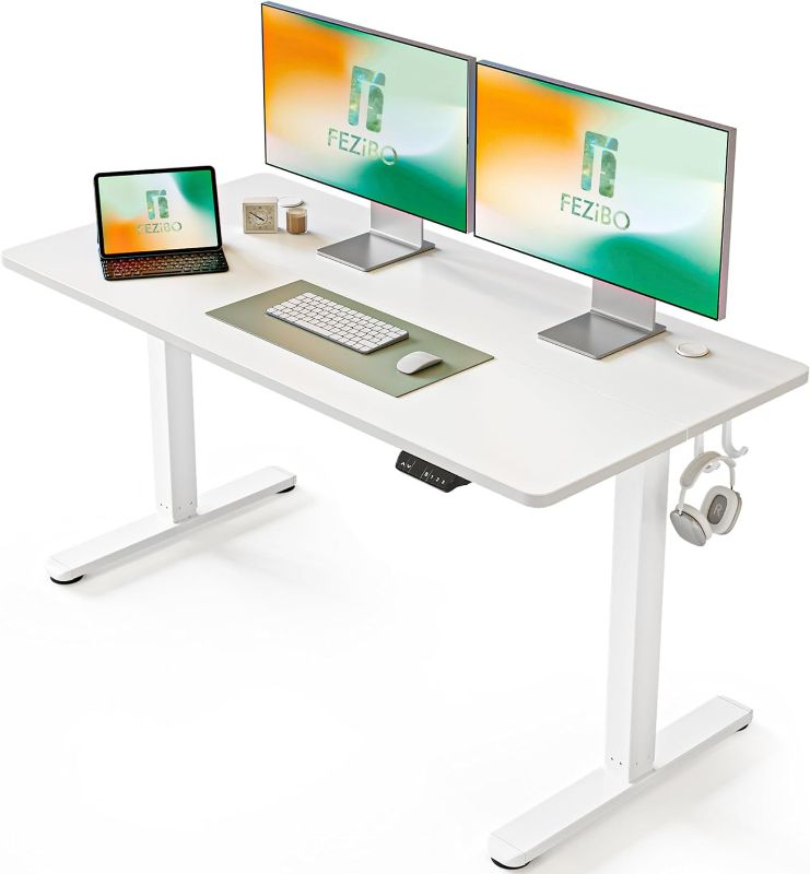 Photo 1 of Electric Standing Desk, 55 x 24 Inches Height Adjustable Stand up Desk, Sit Stand Home Office Desk, Computer Desk, White