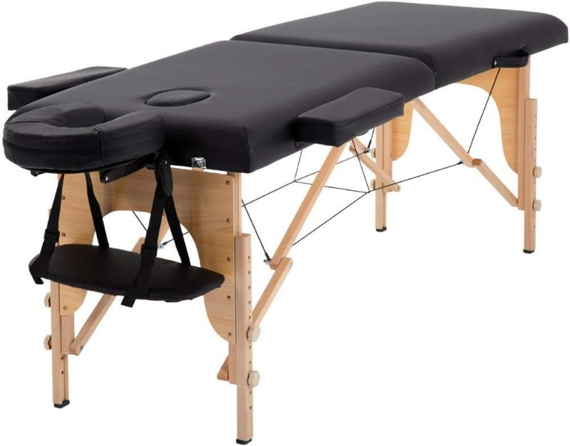 Photo 1 of Massage Table Massage Bed Spa Bed 84 Inches Long Portable 2 Folding W/Carry Case Table Heigh Adjustable Salon Bed Face Cradle Bed,Black