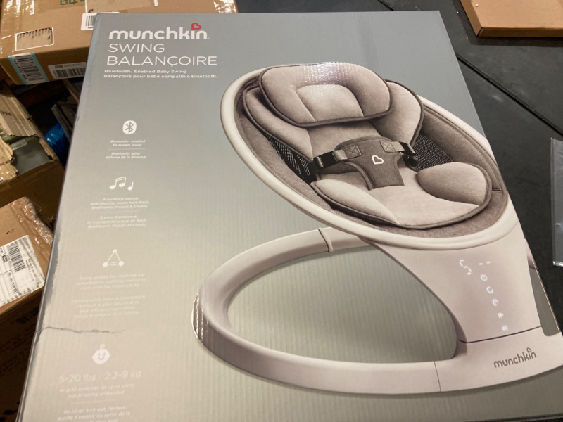 Photo 2 of Munchkin Bluetooth Enabled Lightweight Baby Swing with Natural Sway in 5 Ranges of Motion, Includes Remote Control