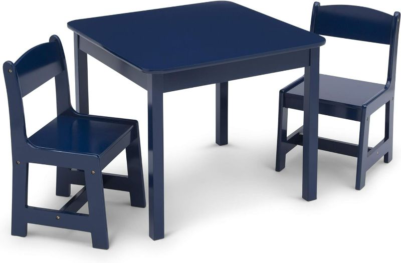 Photo 1 of Delta Children MySize Kids Wood Table and Chair Set (2 Chairs Included), Deep Blue