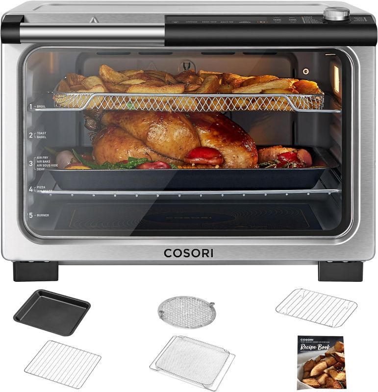 Photo 1 of COSORI 11-in-1 26-Quart Ceramic Air Fryer Toaster Oven Combo, Flat-Sealed Heating Elements for Easy Cleanup, Innovative Burner Function, 5 Included Accessories & Recipes, CCO-R252-SUS