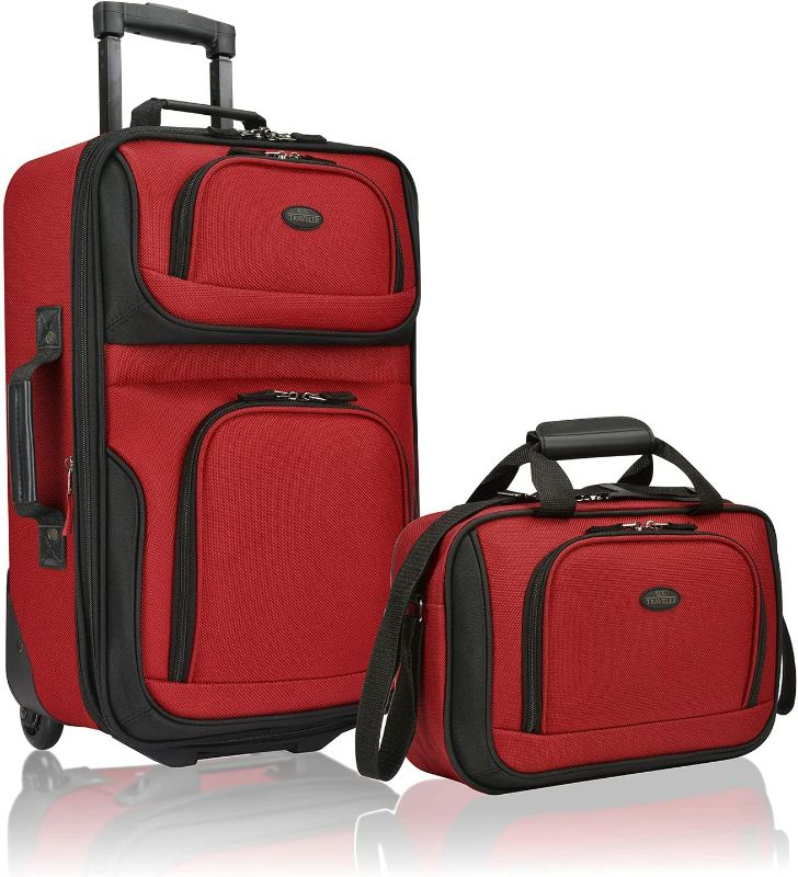 Photo 1 of U.S. Traveler Rio Rugged Fabric Expandable Carry-On Luggage Set, Red, 2 Count(Pack of 1)