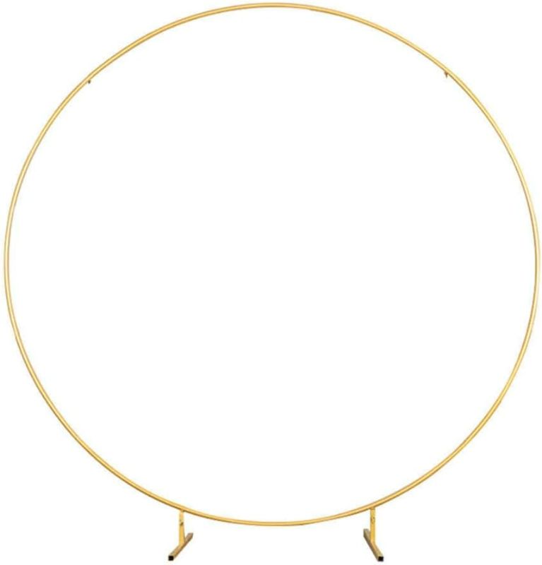 Photo 1 of 7.2ft Round Backdrop Stand, Balloon Arch Stand,Metal Circle Wedding Arch Frame for Wedding, Birthday Party, Baby Shower Decoration, Background Decoration (Gold)