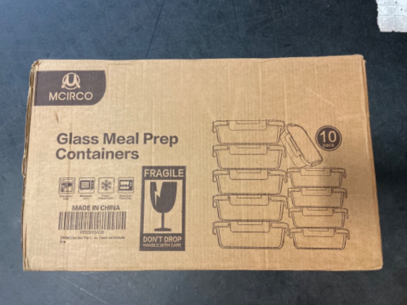 Photo 2 of [10-Pack] Glass Meal Prep Containers with Lids-MCIRCO Food Storage Containers with Snap Locking Lids, Airtight Lunch Containers, Microwave, Oven, Freezer and Dishwasher