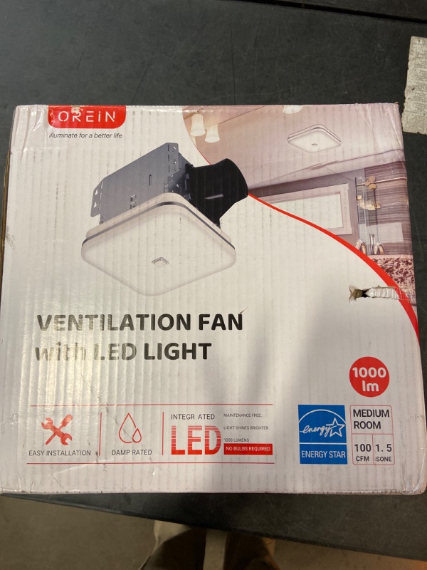 Photo 2 of OREiN Bathroom Exhaust Fan with Light, 12W Bathroom Fan With Dimmable Light, 100 CFM, 1.5 Sones Ventilation Fan Combo for Home, Quiet Energy Star Certified and HVI/ FCC/ ETL Listed, White 5000K