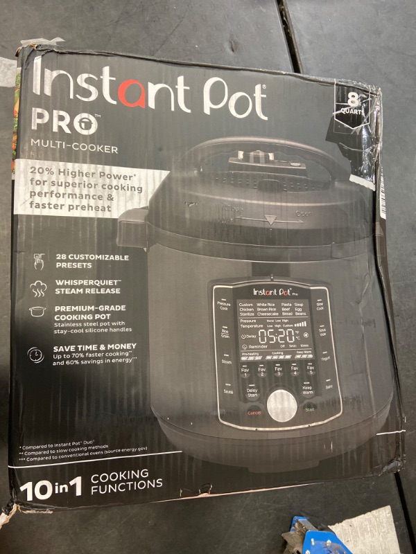 Photo 5 of Instant Pot Pro 10-in-1 Pressure Cooker, Slow Cooker, Rice/Grain Cooker, Steamer, Sauté, Sous Vide, Yogurt Maker, Sterilizer, and Warmer, Includes App With Over 800 Recipes, Black, 8 Quart 8QT Pro