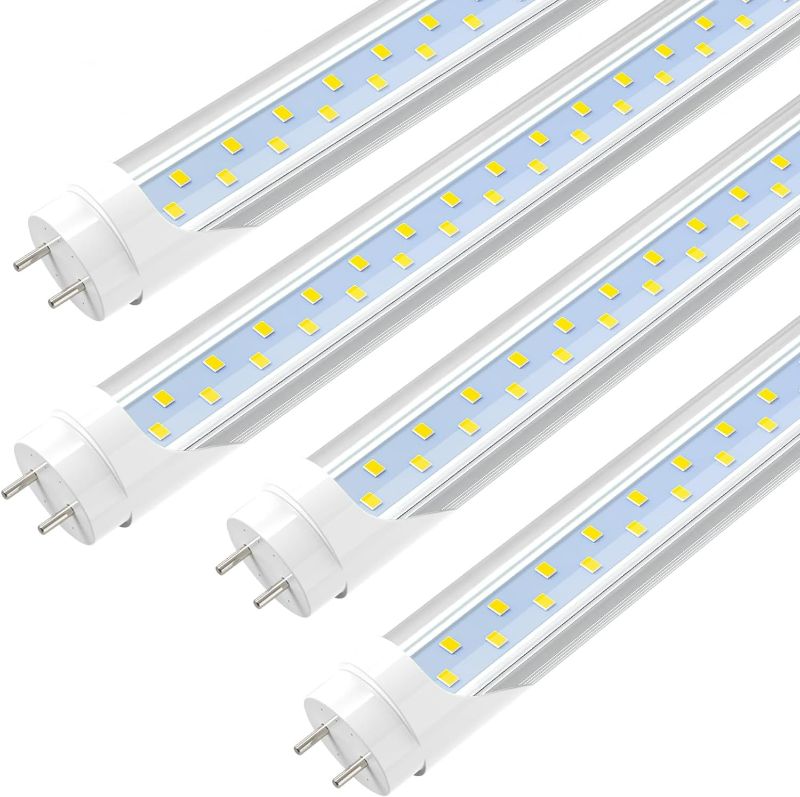 Photo 1 of JESLED 4FT LED T8 Type A+B Tube Lights, 24W(65W Equivalent), 3072LM, 6000K, Single or Double End Powered, Plug and Play or Ballast Bypass, 4 Foot T10 T12 Fluorescent Bulbs Replacement, Clear(4-Pack)