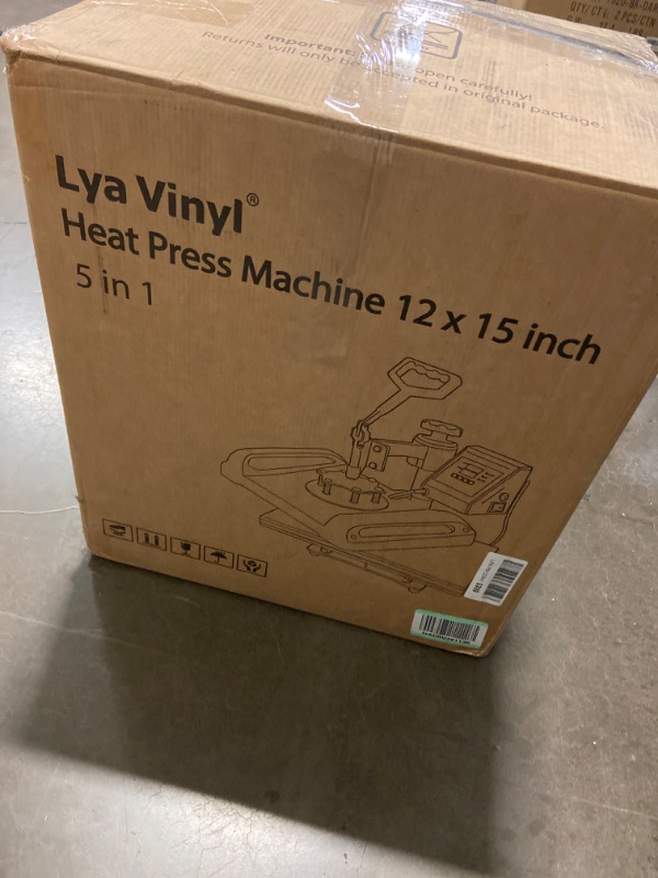 Photo 7 of Heat Press, Lya Vinyl 5 in 1 Heat Press Machine - 12 x 15 inch Combo Swing Away T-Shirt Sublimation Transfer Printer, Including Mug and Hat Accessories
