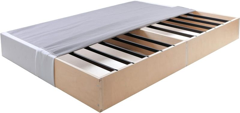 Photo 3 of Panana 5 Inch Metal Box Spring Bed Base/Heavy Duty Steel with Fabric Cover/Mattress Foundation/Metal Frame Easy Assembly,Twin,White Twin 5 Inches