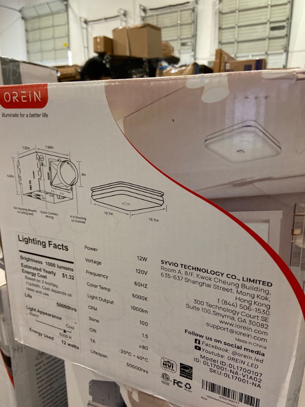 Photo 2 of OREiN Bathroom Exhaust Fan with Light, 12W Bathroom Fan With Dimmable Light, 100 CFM, 1.5 Sones Ventilation Fan Combo for Home, Quiet Energy Star Certified and HVI/ FCC/ ETL Listed, White 5000K