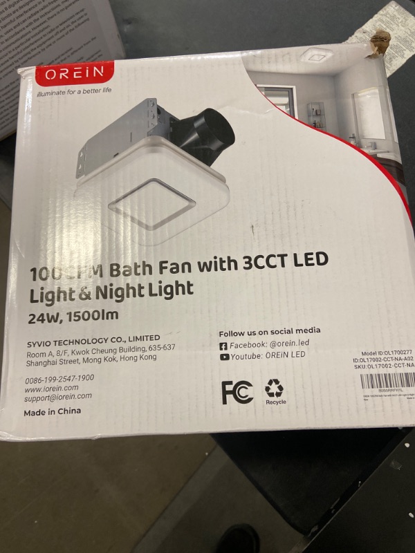 Photo 2 of OREiN Bathroom Exhaust Fan With Light, 25W Household Ventilation Fan With Light, 100 CFM, 1.5 Sones Bathroom Fan Combo for Home, 1500Lm Dimmable LED Light 3000K/4000K/5000K Selectable and Nightlight 3CCT Selectable with Nightlight