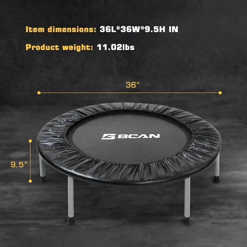 Photo 1 of BCAN 36/38" Foldable Mini Trampoline, Fitness Trampoline with Safety Pad, Stable & Quiet Exercise Rebounder for Kids Adults Indoor/Garden Workout Max 170lbs/300lbs
