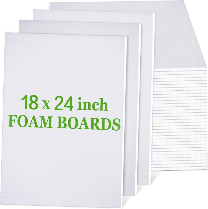 Photo 1 of 5 Pack Large Foam Boards Bulk Giant Foam Core Board Foam Poster Board Multipurpose Blank Board for Presentation Projects Crafts Mounting Arts Framing School Display (White,24 x 18 Inch)