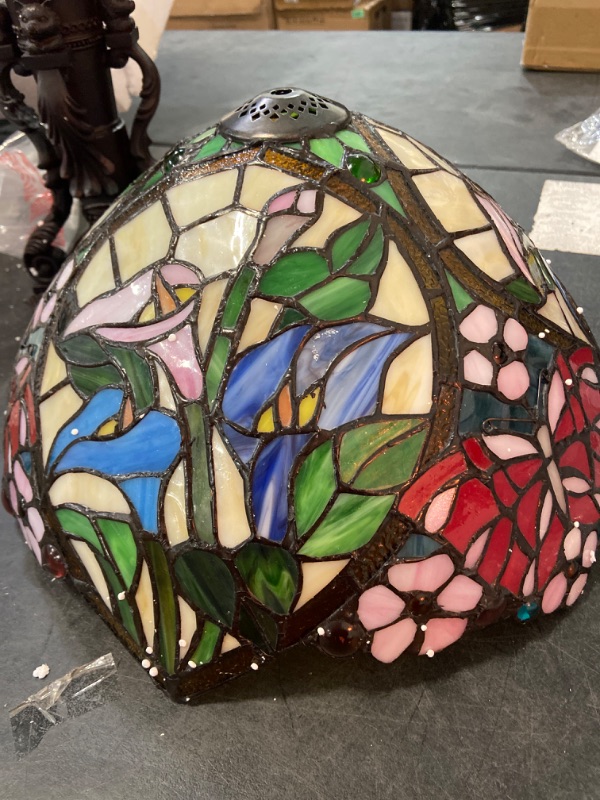 Photo 1 of MOOVIEW Tiffany Lamp Stained Glass Bedside Lamp for Bedroom 22’’ Tall Retro Desk Light Lamp LED Bulb(2700K, E26) Included Christmas Gift