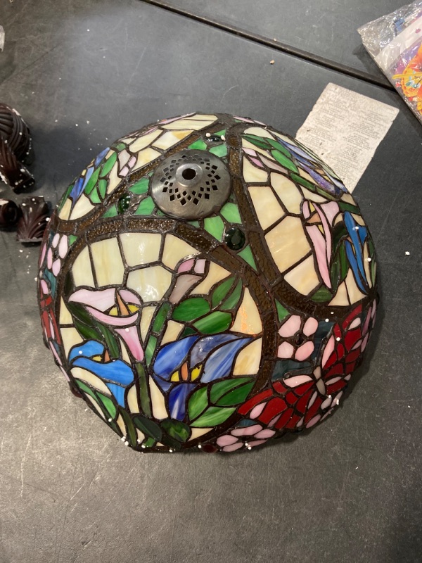 Photo 1 of MOOVIEW Tiffany Lamp Stained Glass Bedside Lamp for Bedroom 22’’ Tall Retro Desk Light Lamp LED Bulb(2700K, E26) Included Christmas Gift