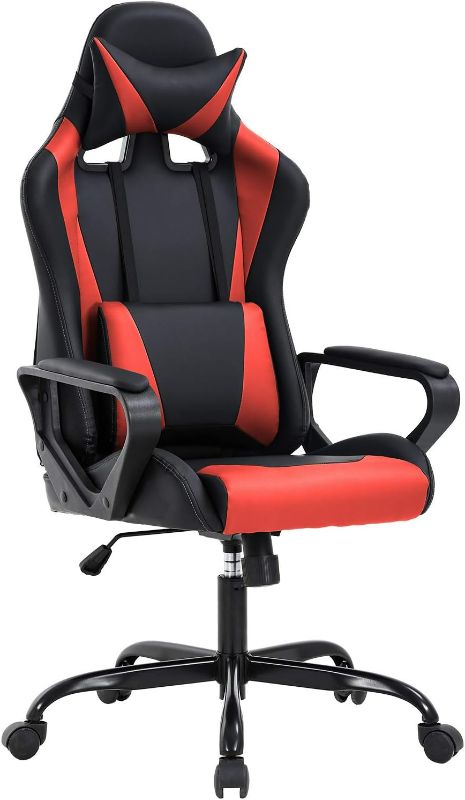 Photo 1 of Gaming Chair Racing Chair Office Chair Ergonomic High-Back Leather Chair Reclining Computer Desk Chair Executive Swivel Rolling Chair with Adjustable Headrest Lumbar Support for Women, Men