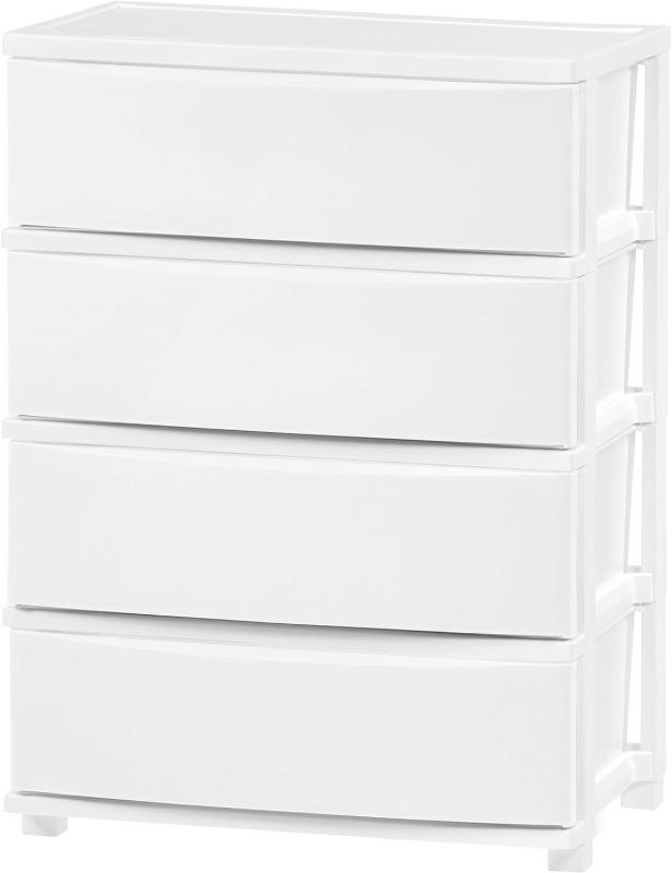 Photo 1 of IRIS USA 4 Wide Drawer Storage, Organizer Unit for Bedroom, Closet, Living Room, Nursery, Dorm, White Frame with Matte White Front Panels, Set of 1